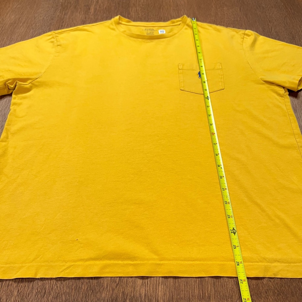 Retro Polo Ralph Lauren Classic Fit Jersey Pocket T-shirt Yellow Large L - Picture 7 of 9